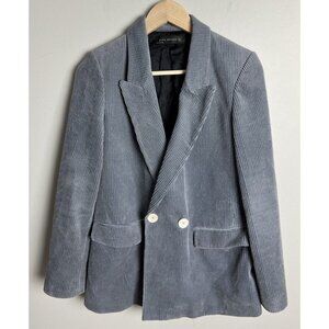 Zara Blue Corduroy Blazer & Flare Pants Outfit Set Size Small Dressy Women’s